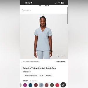 Figs Catarina One-Pocket Scrub Top in Light Blue
